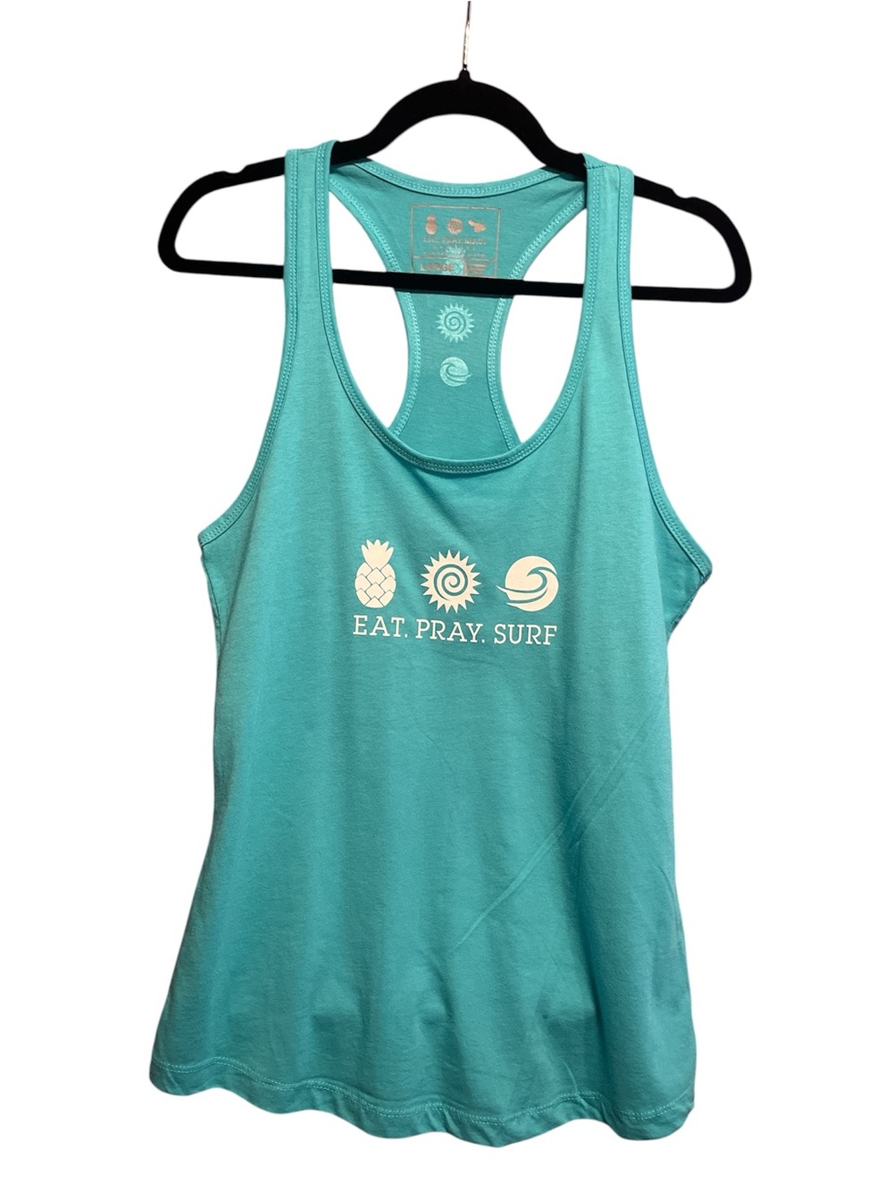 NWOT Eat. Pray. Surf. Women's Teal Racerback Tank Top